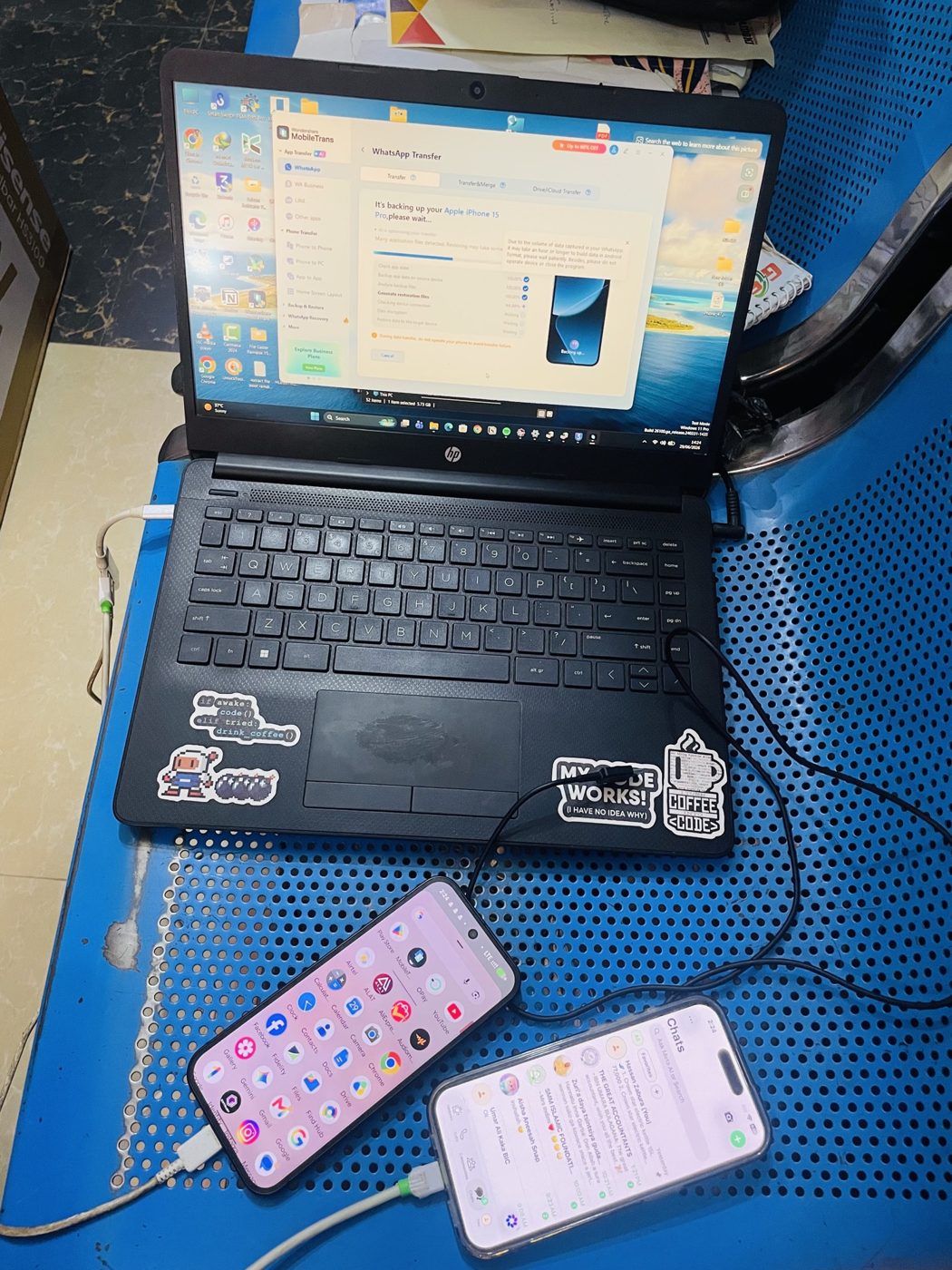 iPhone WhatsApp backup on the Affantech laptop