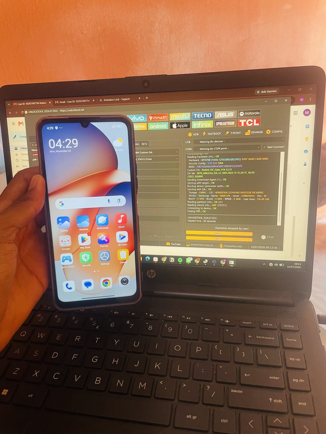 Xiaomi phone after flashing at Affantech Solutions